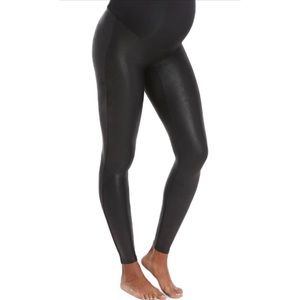 Spanx maternity faux leather leggings